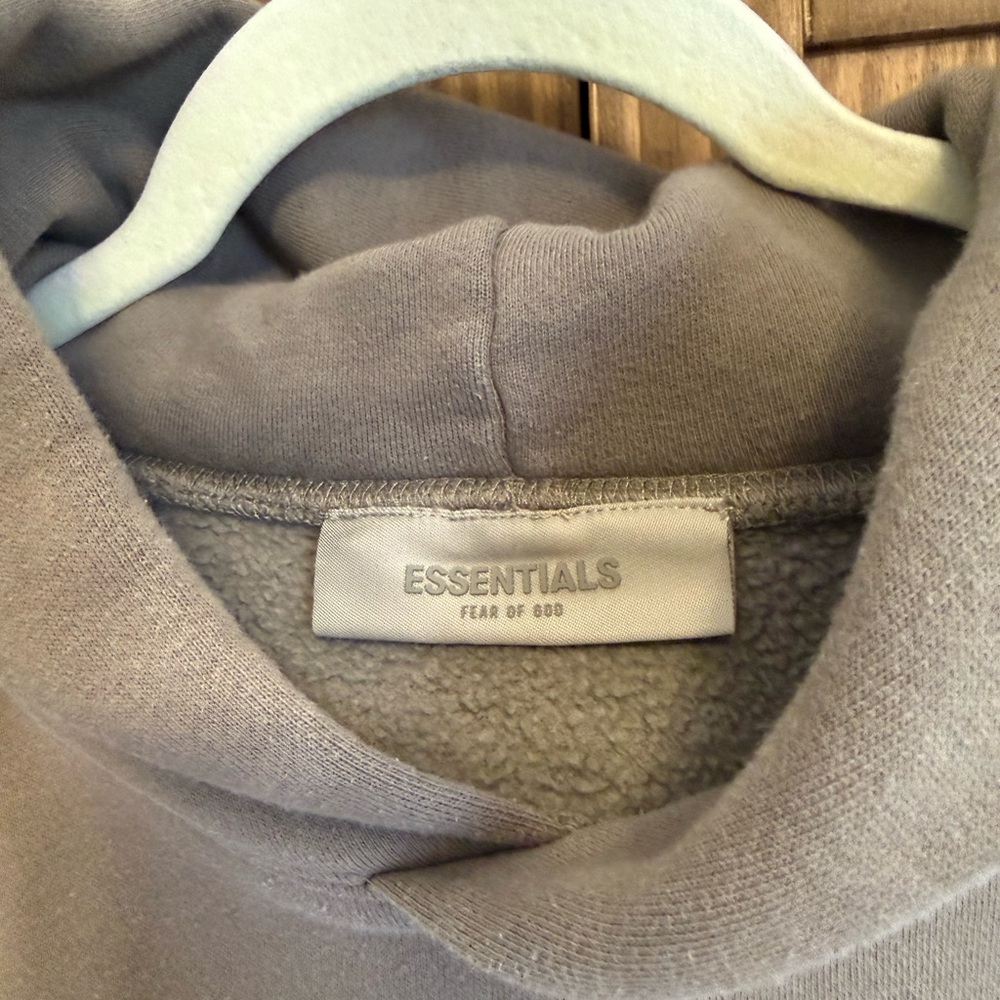 Fear of God Essentials Hoodie Taupe M Oversized Pullover Streetwear Unisex - Picture 8 of 13